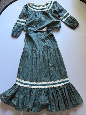 Luna Moon Teal Floral Maxi Skirt and top